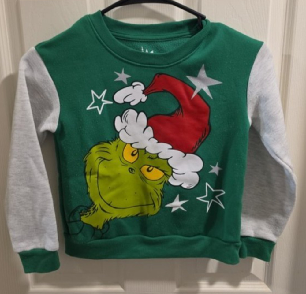 Dr. Seuss The Grinch Kids' Holiday Sweatshirt Size Small Green